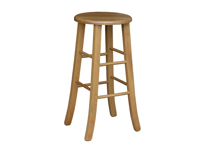 Tabouret de bar en bois avec assise ronde h 67 pieds sabre noyer clair