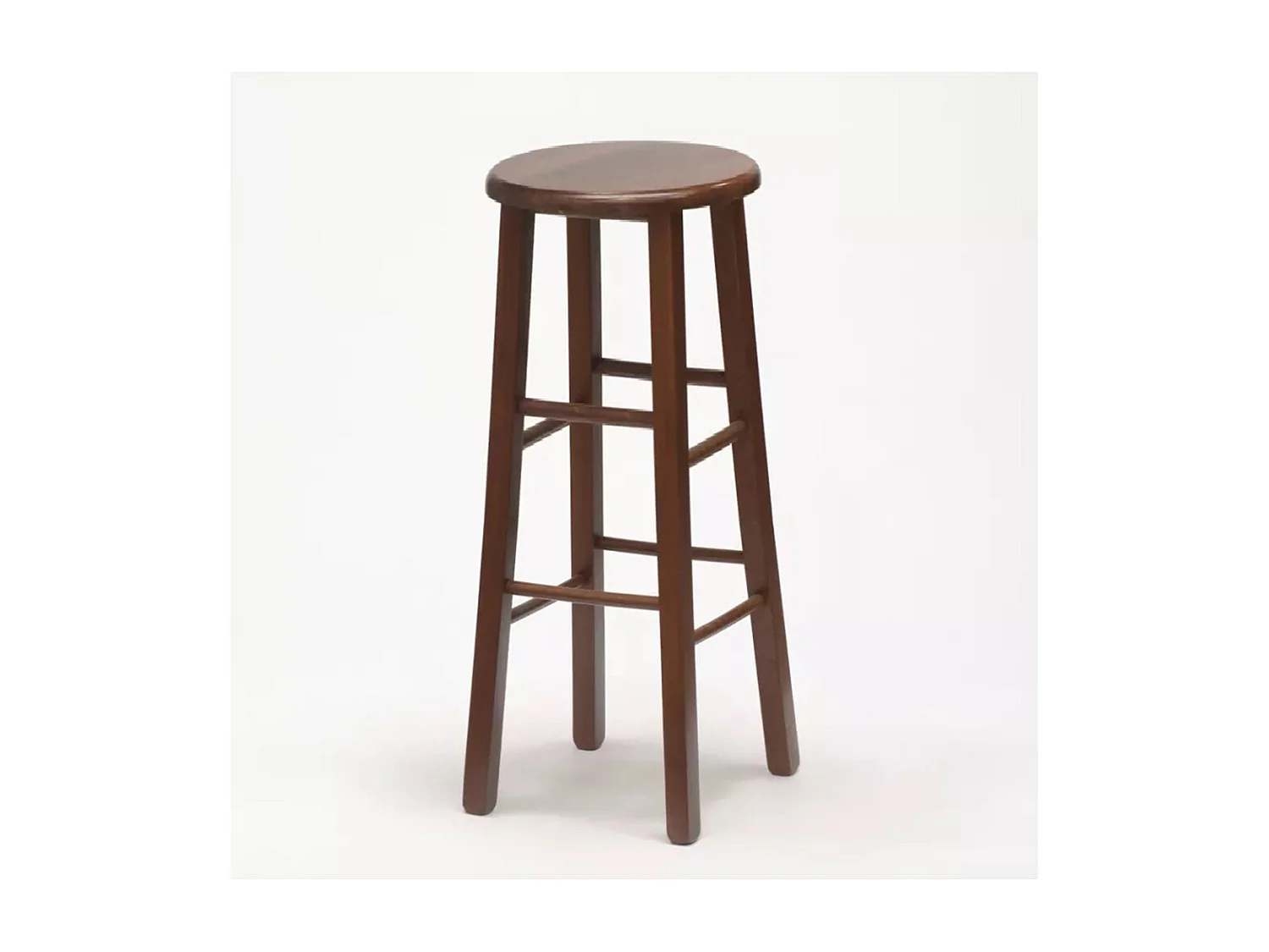 Lot de 2 tabourets de bar ronds h 80 cm pieds droits noyer foncé