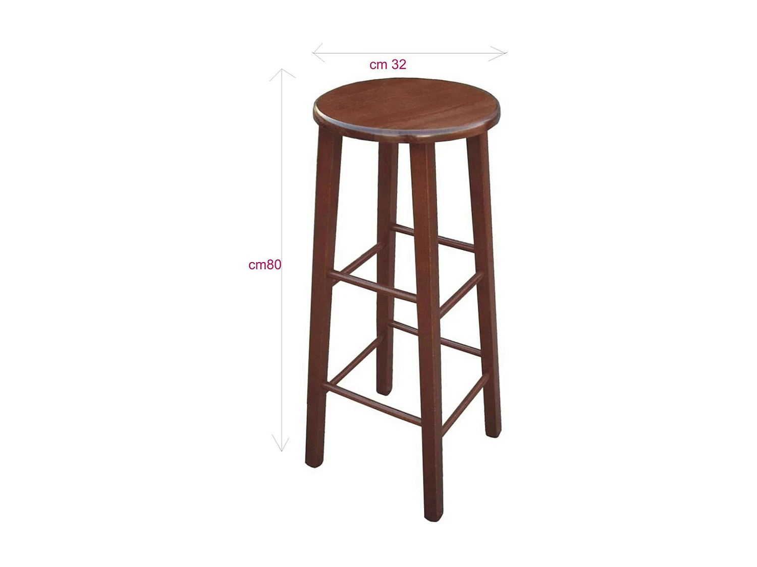Lot de 2 tabourets de bar ronds h 80 cm pieds droits noyer foncé
