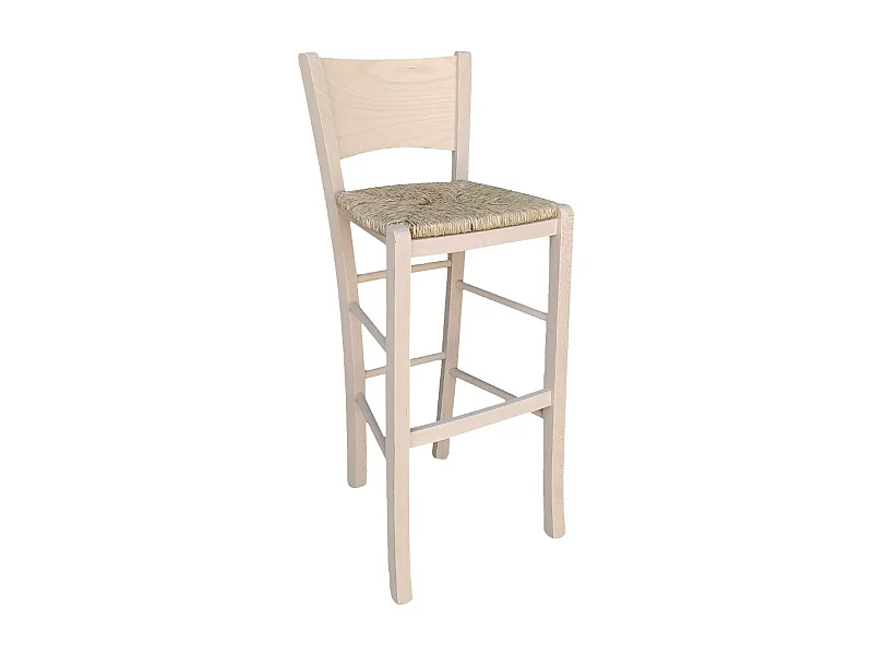 Tabouret en bois avec assise en paille mod Lucy h 73 cm du sol à l'assise