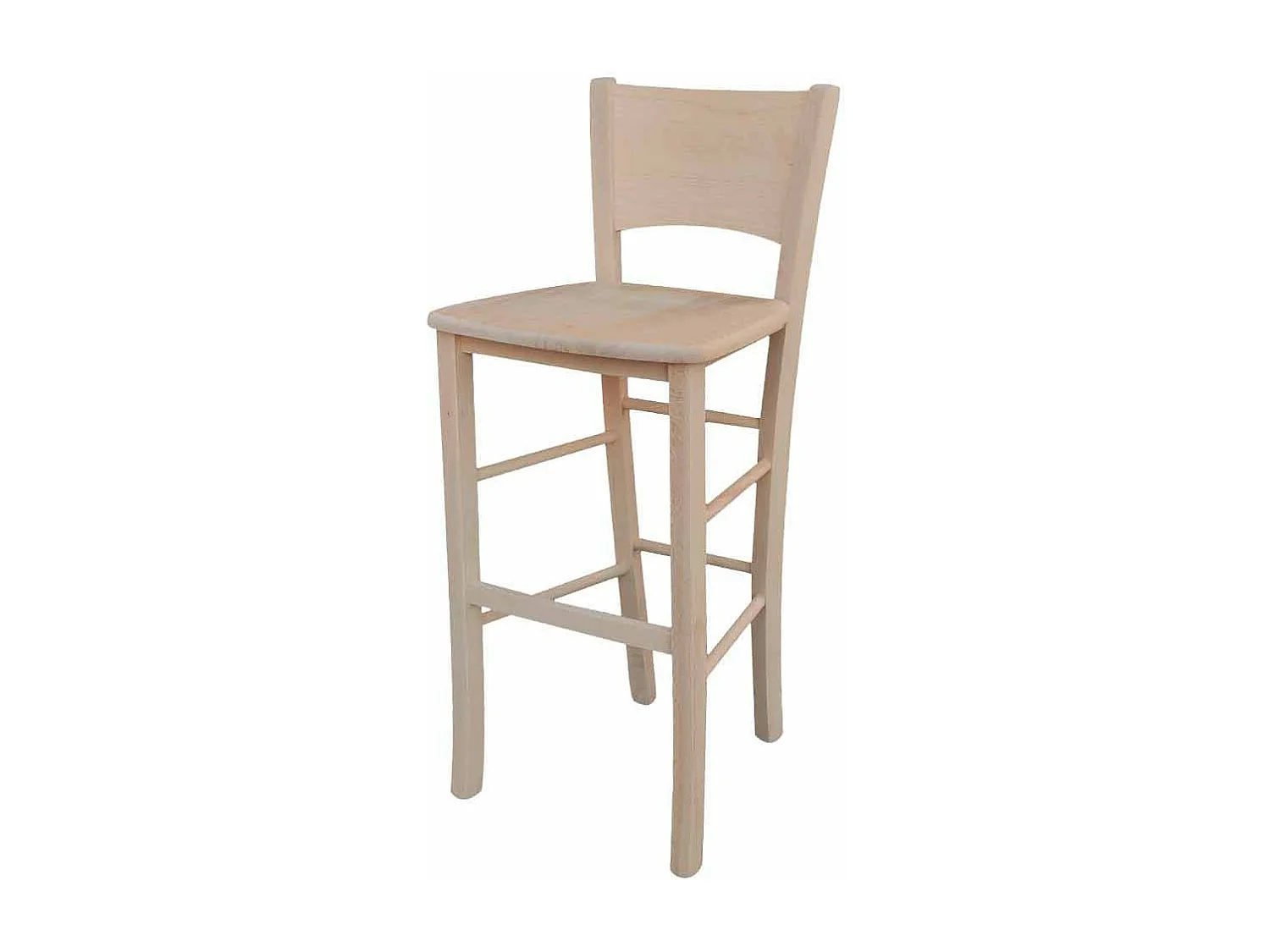 Tabouret en bois avec assise en bois massif, modèle Lucy