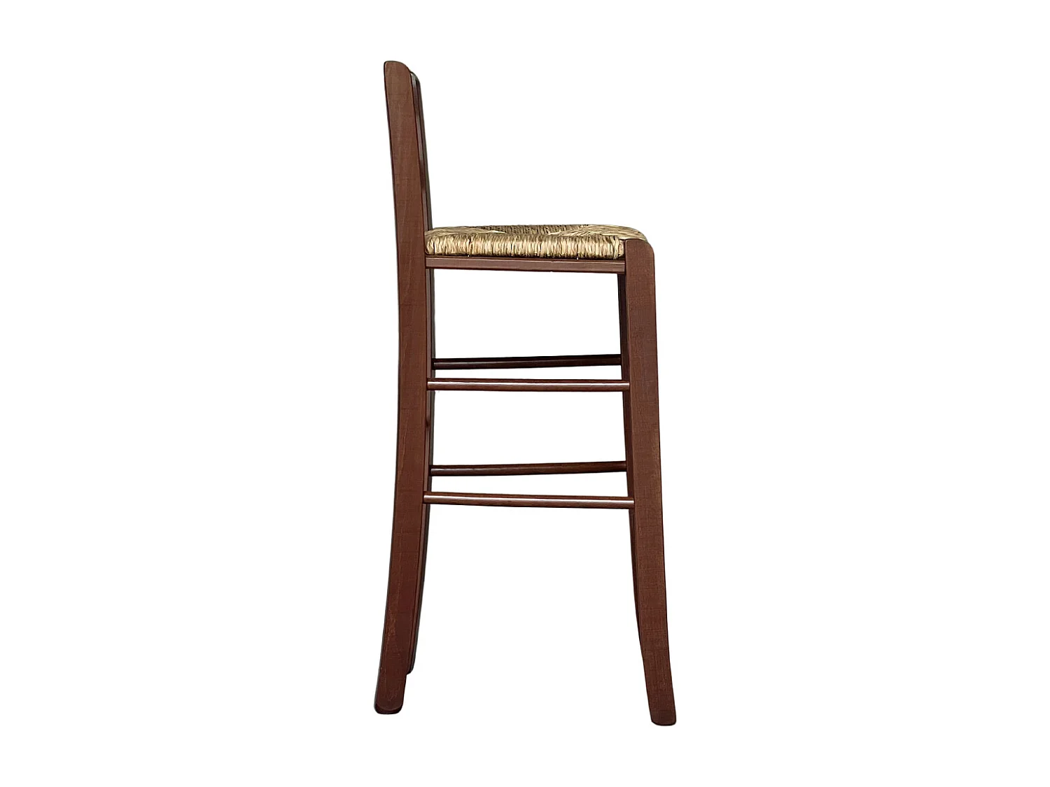 Set 2 Sgabelli bar in legno seduta in paglia noce scuro h 67 cm
