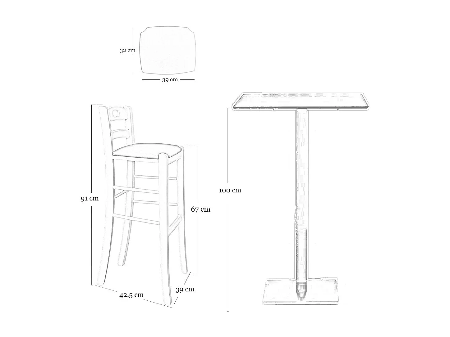 Taburete de madera de nogal oscuro agujero en el respaldo h67 asiento en símil piel beige
