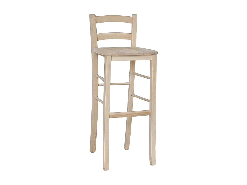 Taburete alto de bar en madera cruda para pintar h 80 cm asiento de madera maciza