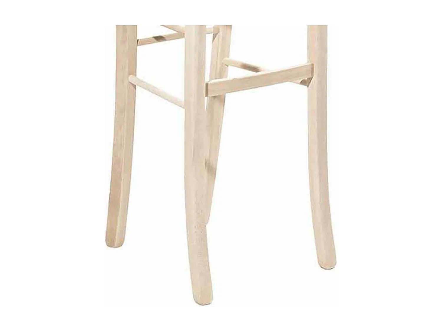 Taburete de madera cruda para pintar, asiento de paja, altura 80 cm, con respaldo
