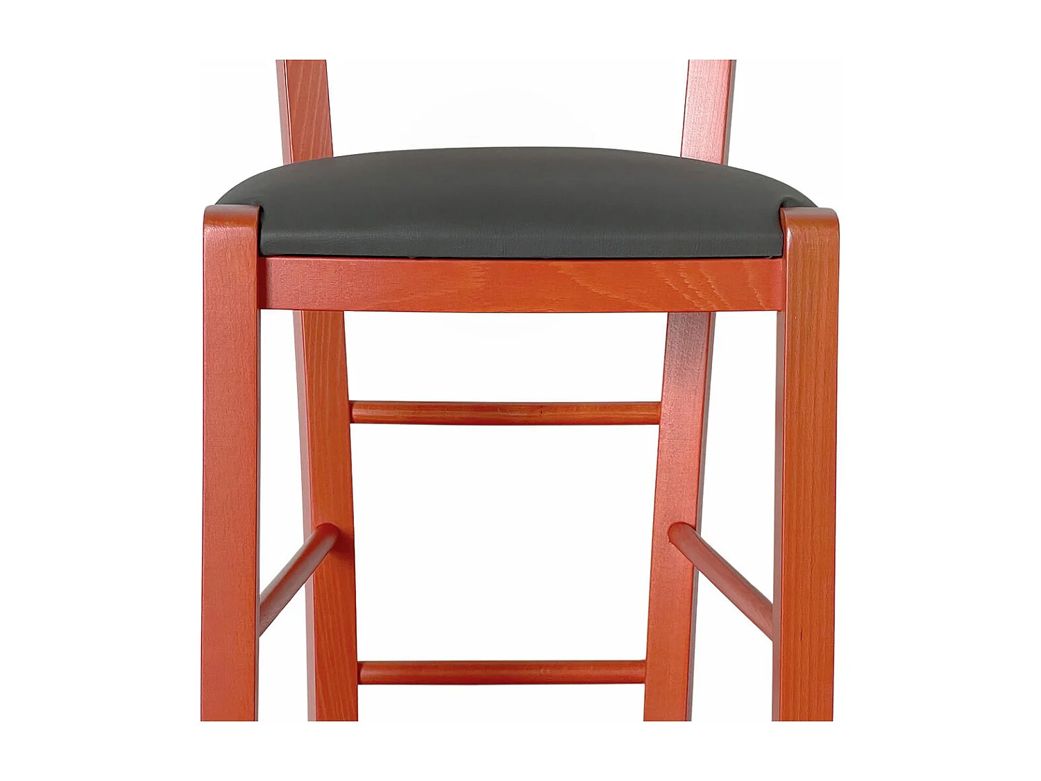 Tabouret haut en bois d'oranger h 73 cm Rustique avec assise en simili cuir anthracite