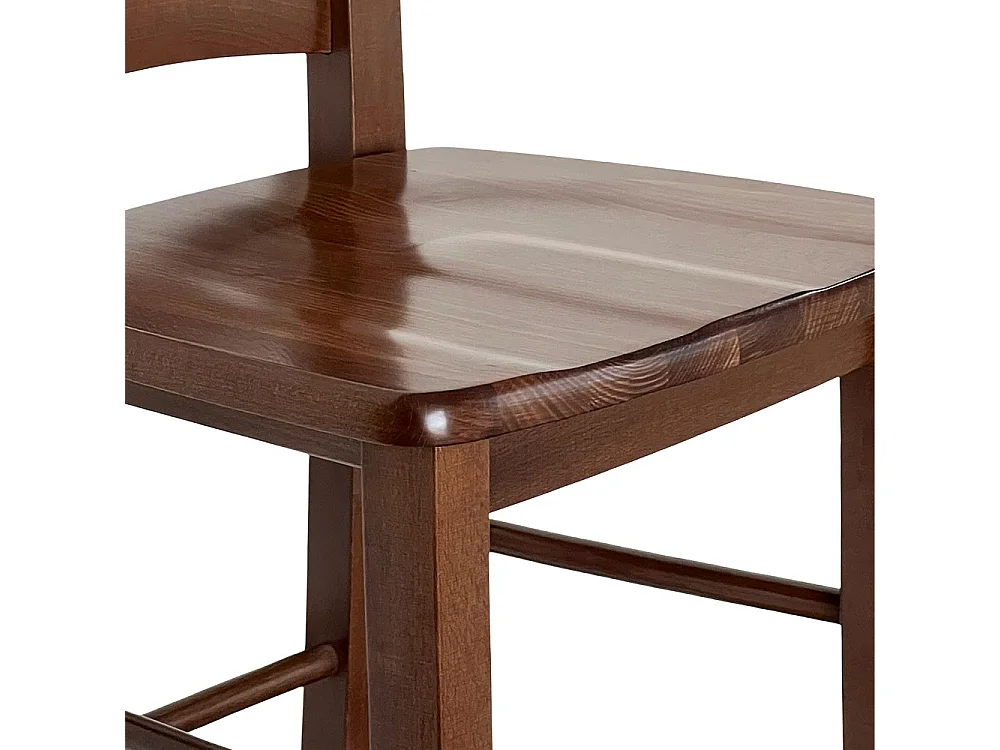 Tabouret de bar haut en bois h 80cm avec assise en noyer foncé massif