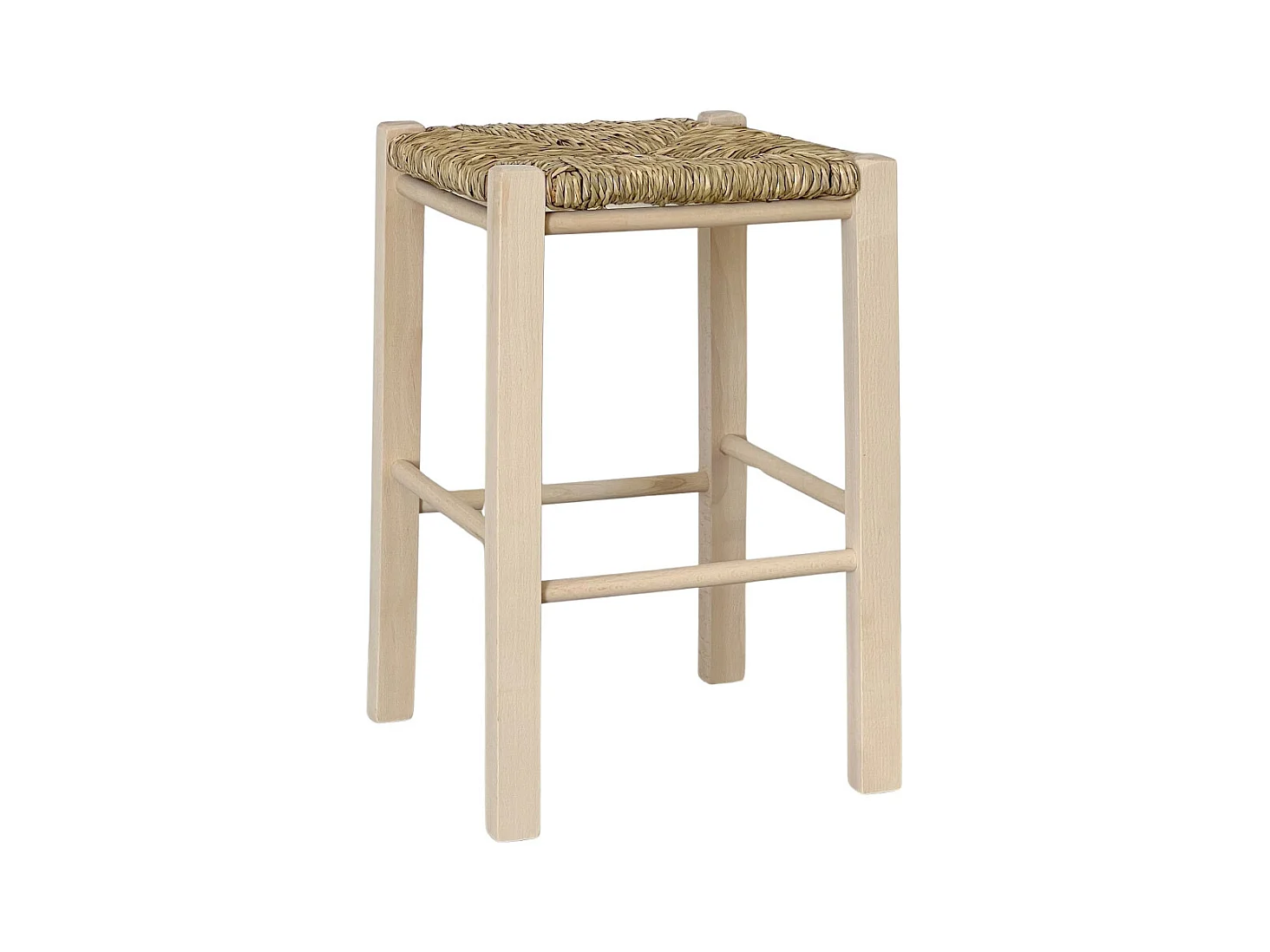 Tabouret de bar brut assise paille h 47 cm pieds droits
