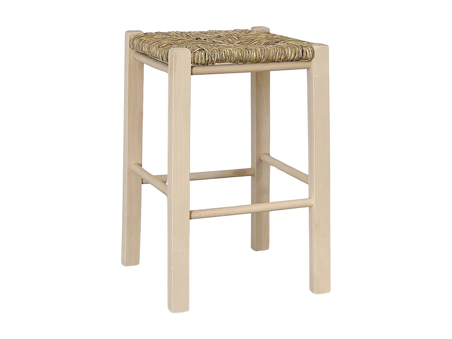 Tabouret de bar brut assise paille h 47 cm pieds droits