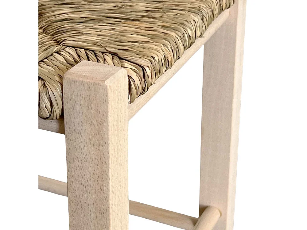 Tabouret de bar brut assise paille h 47 cm pieds droits