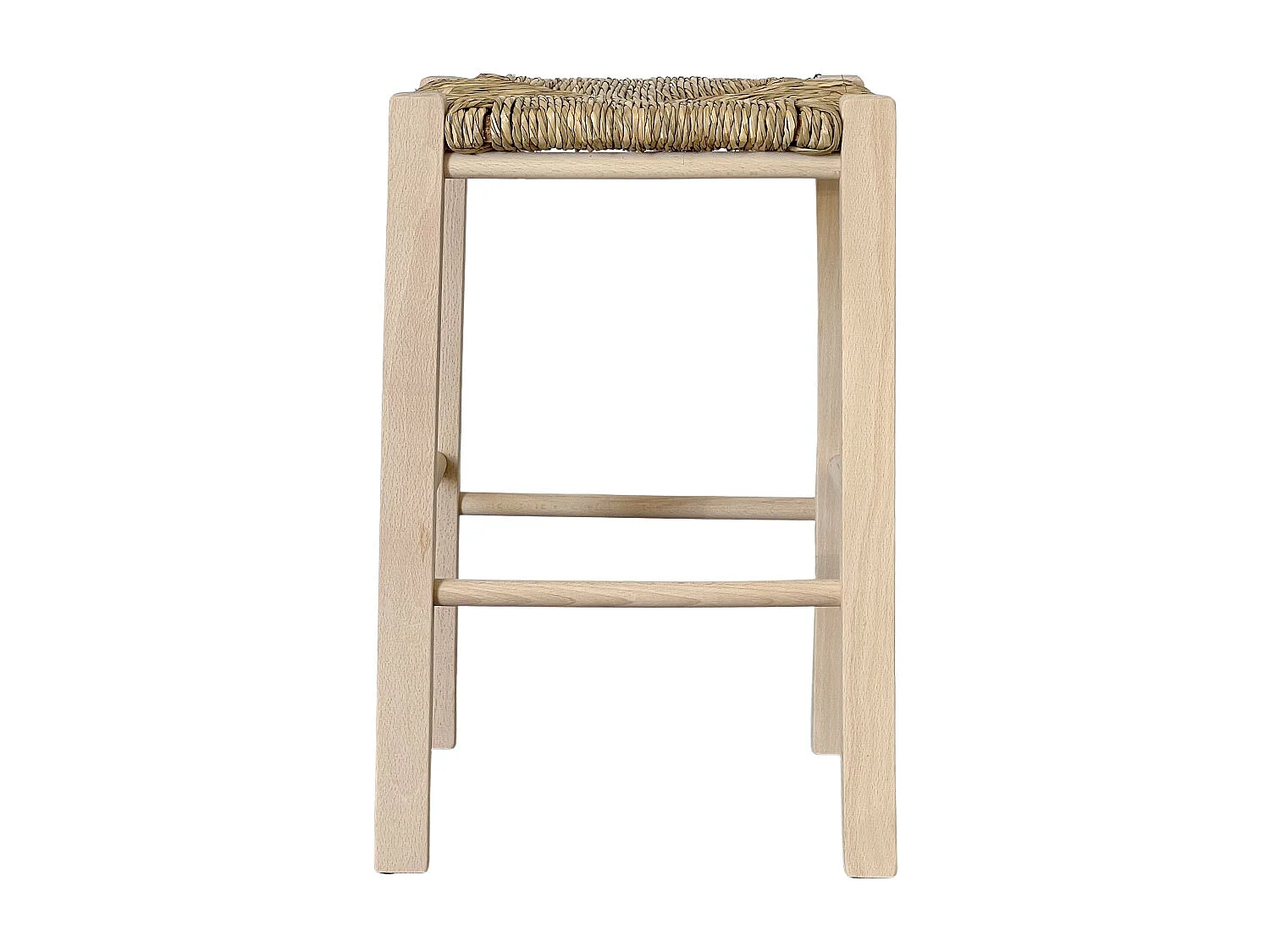 Tabouret de bar brut assise paille h 47 cm pieds droits