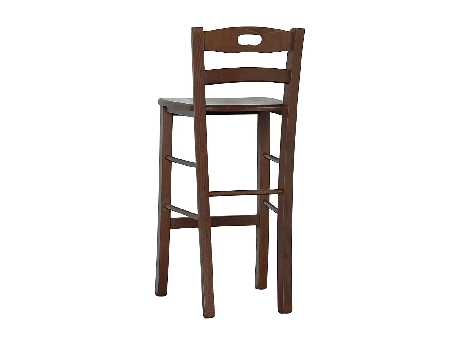 Tabouret en bois avec dossier h66 cm avec poignée et assise en noyer massif