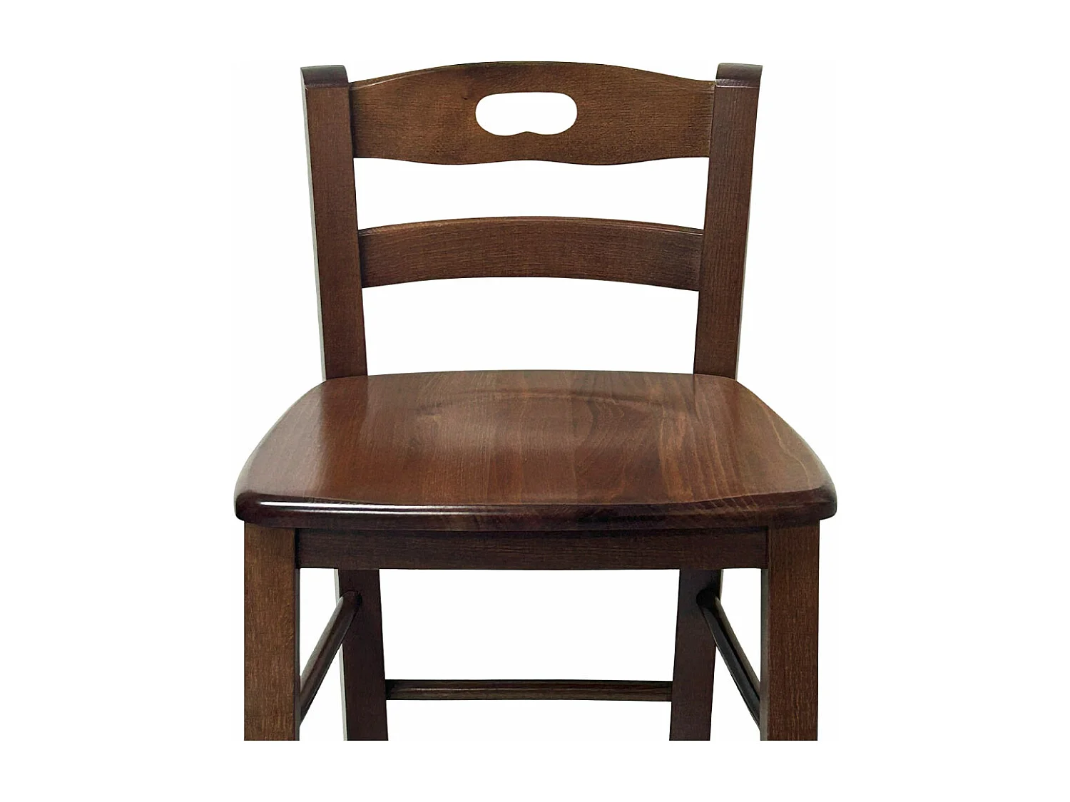 Tabouret en bois avec dossier h66 cm avec poignée et assise en noyer massif