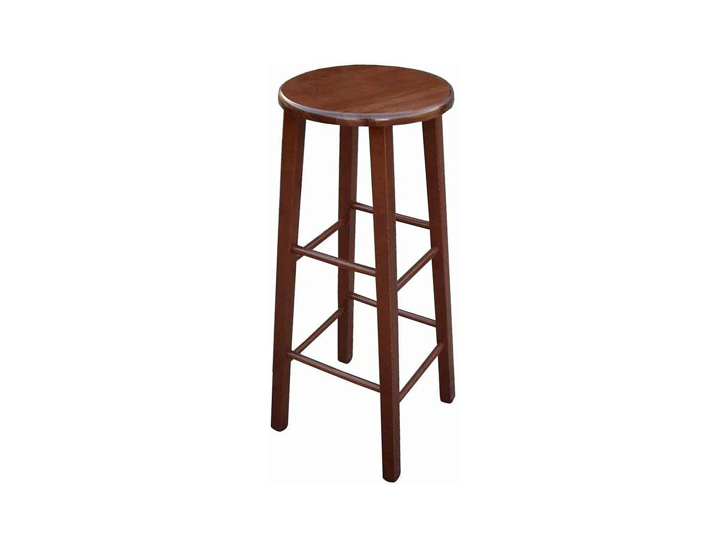 Tabouret avec assise ronde h 80 cm couleur noyer foncé pied droit