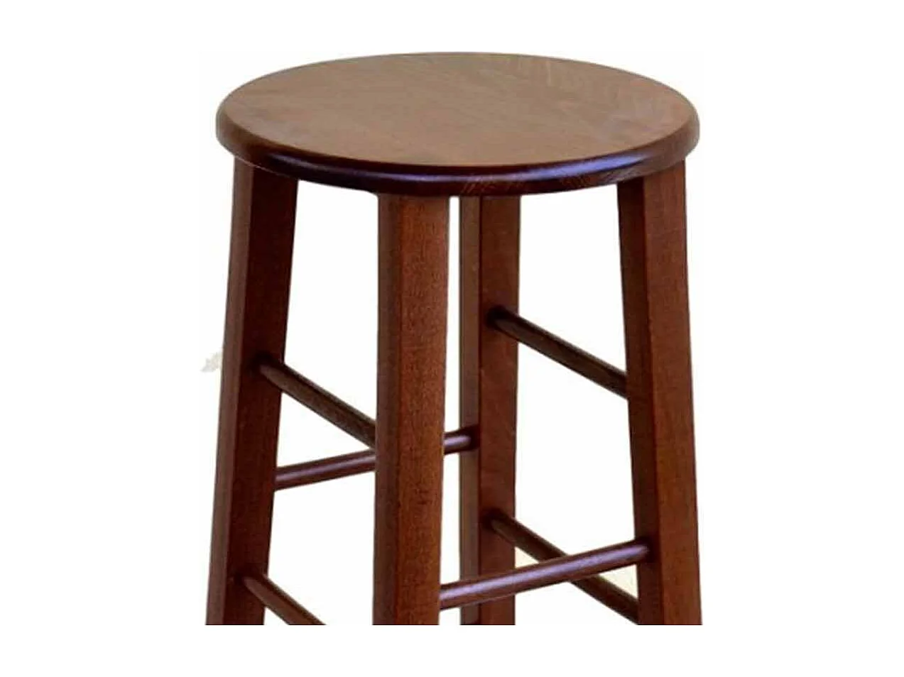 Tabouret avec assise ronde h 80 cm couleur noyer foncé pied droit
