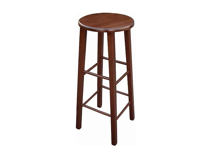 Tabouret avec assise ronde h 80 cm couleur noyer foncé pied droit