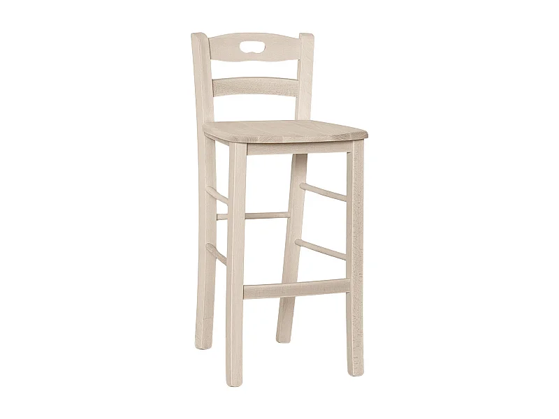 Tabouret snack brut hauteur 66 cm avec assise et dossier en bois massif