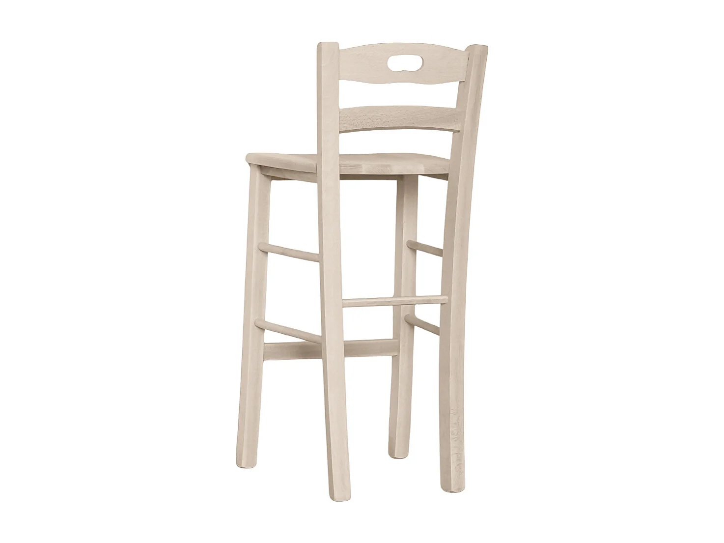 Tabouret snack brut hauteur 66 cm avec assise et dossier en bois massif