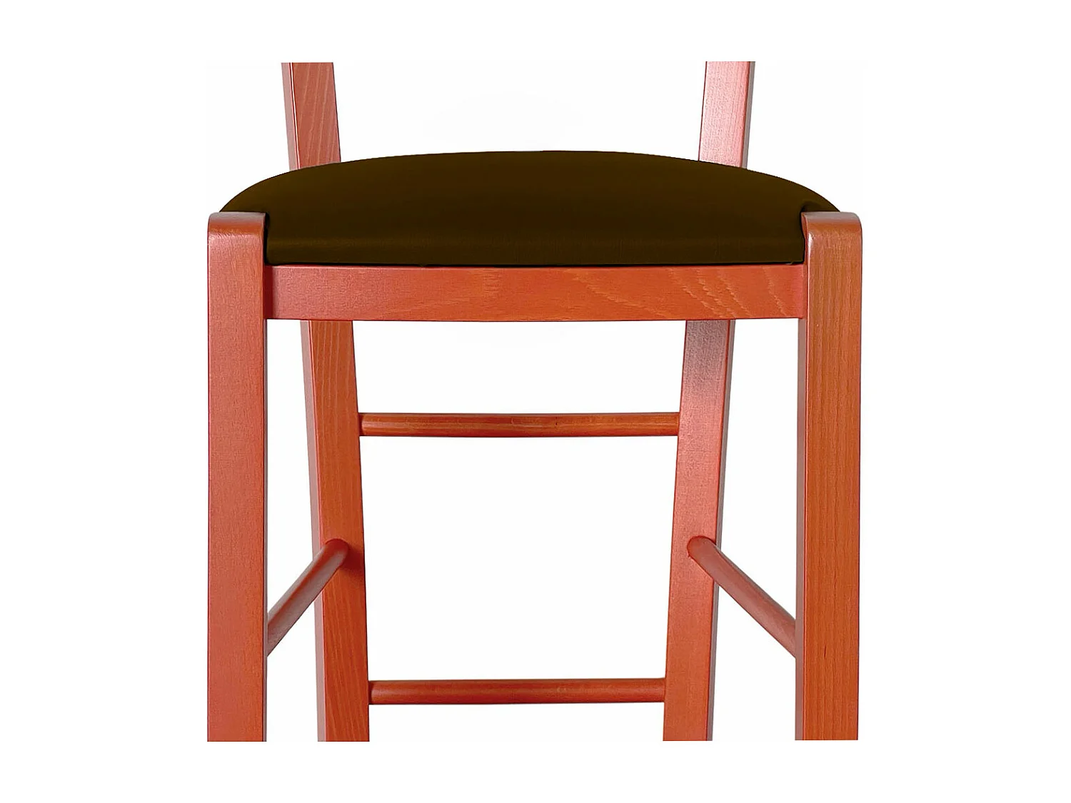 Taburete alto de madera de color naranja h 73 cm Rustic con asiento de piel sintética marrón