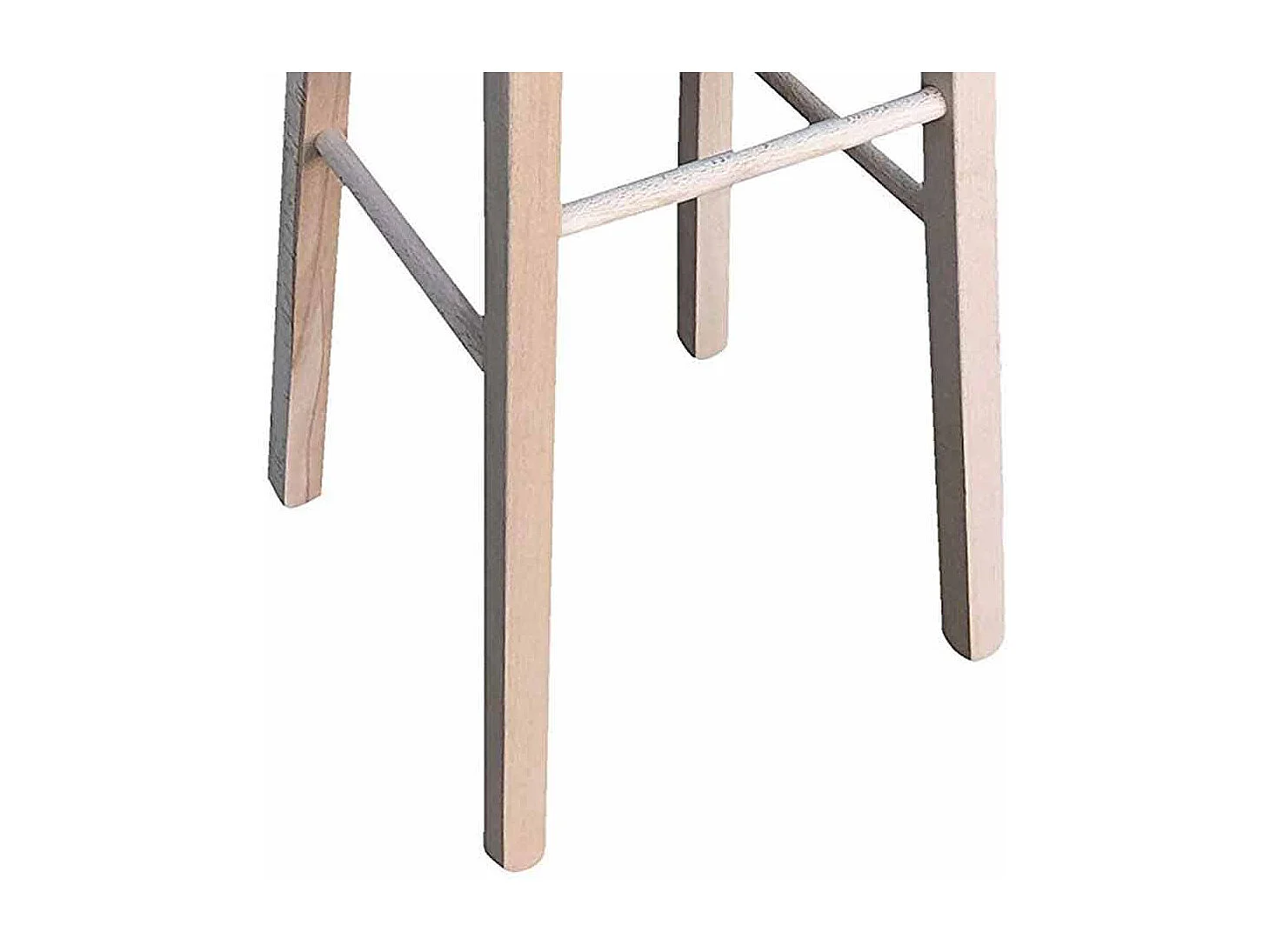 Taburete de madera con asiento redondo h80cm crudo para pintar patas rectas