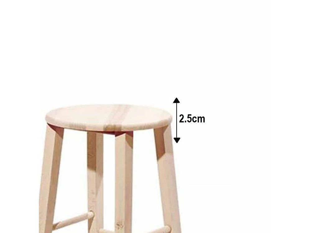 Tabouret en bois assise ronde h80cm brut à peindre pieds droits