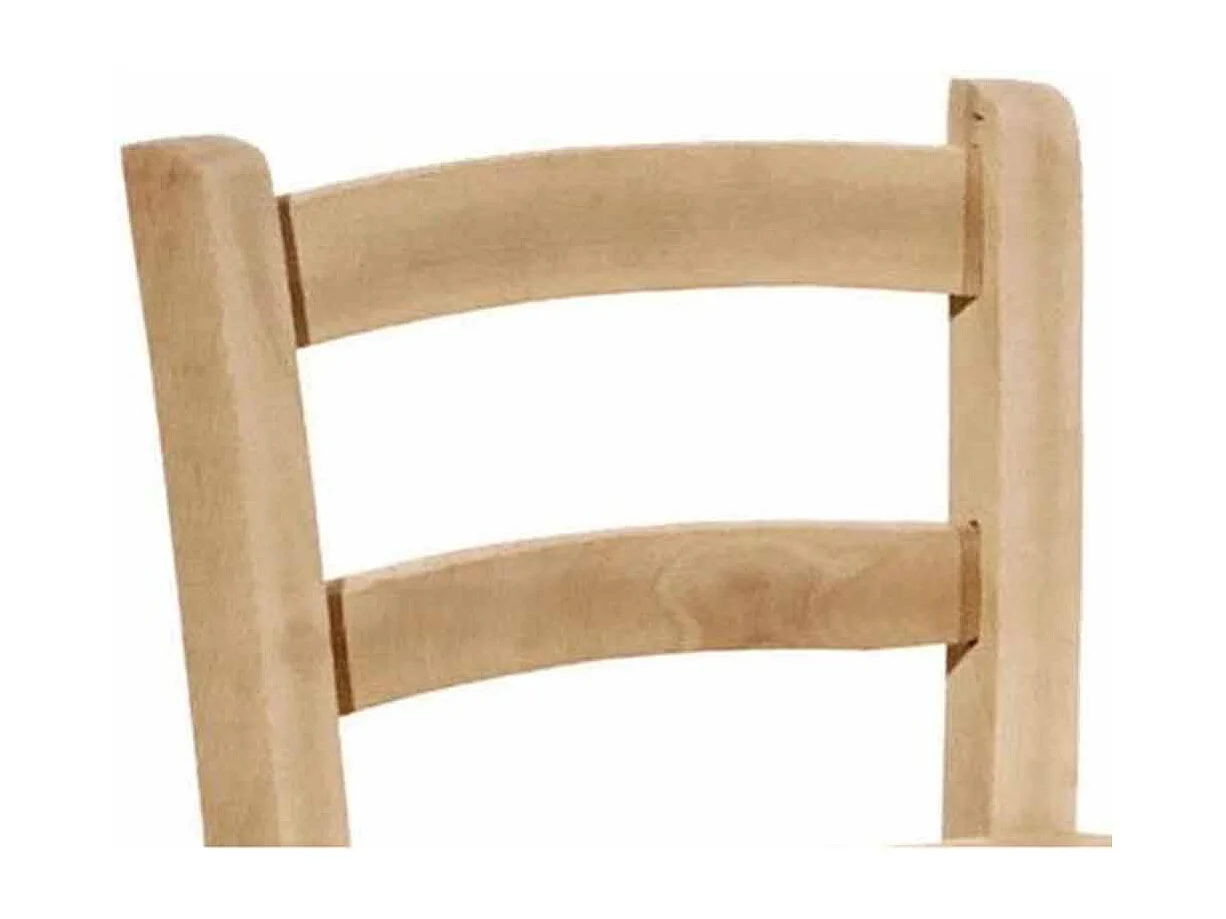 Taburete de madera cruda con respaldo y asiento de madera maciza h 67cm