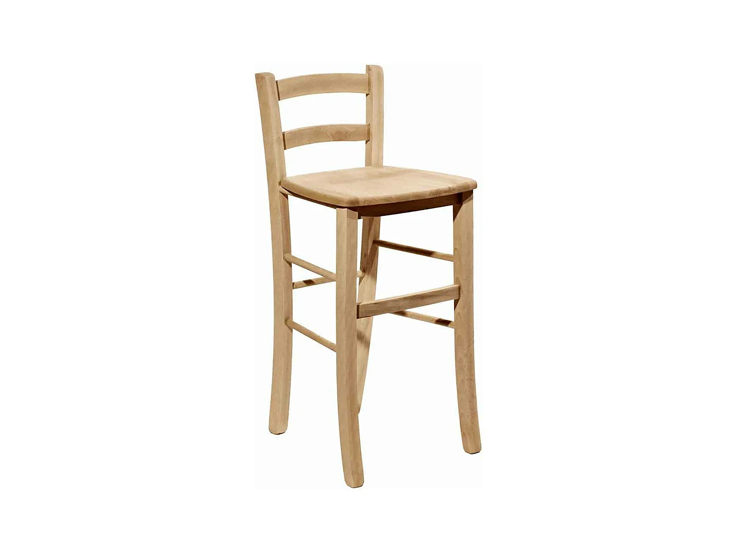 Tabouret en bois brut avec dossier et assise en bois massif h 67cm