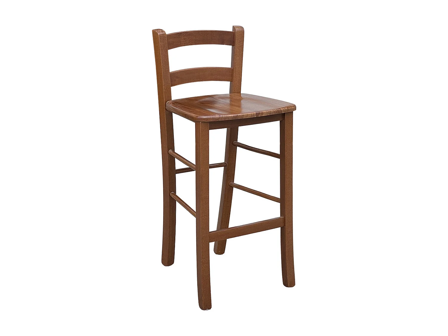 Tabouret avec dossier h 67cm du sol à l'assise assise en bois de noyer foncé