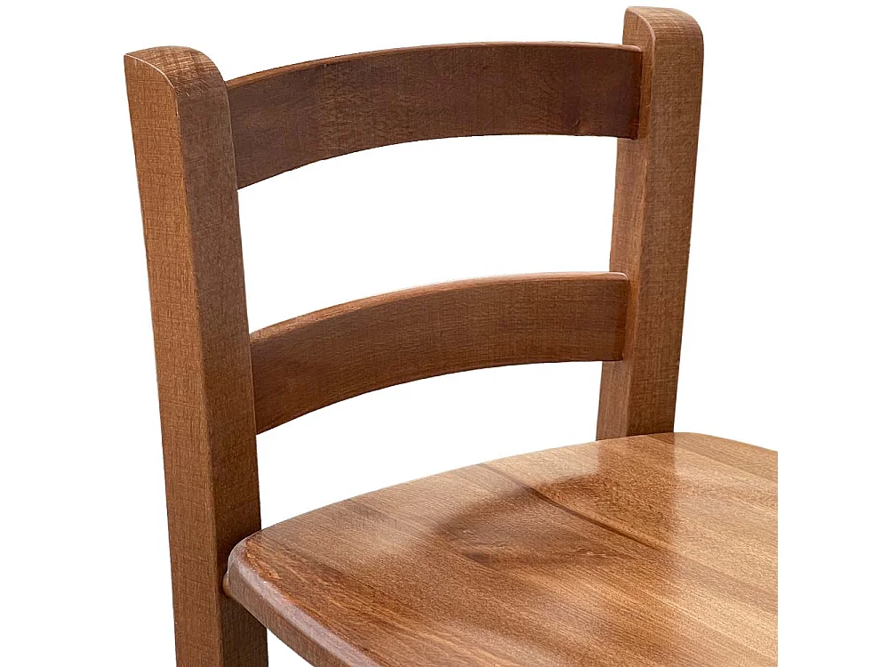 Tabouret avec dossier h 67cm du sol à l'assise assise en bois de noyer foncé