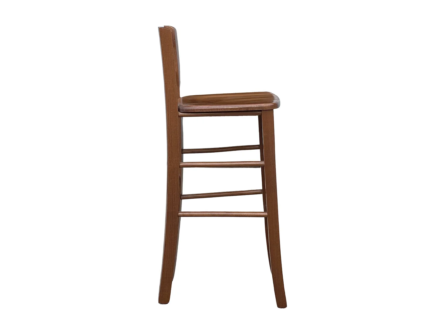 Tabouret avec dossier h 67cm du sol à l'assise assise en bois de noyer foncé