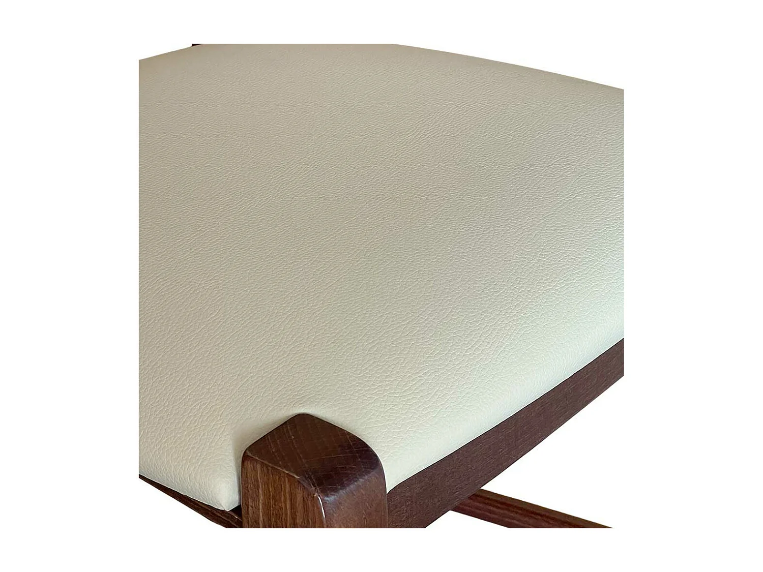 Taburete Venice en madera de nogal oscuro h 73 con asiento acolchado beige/crema