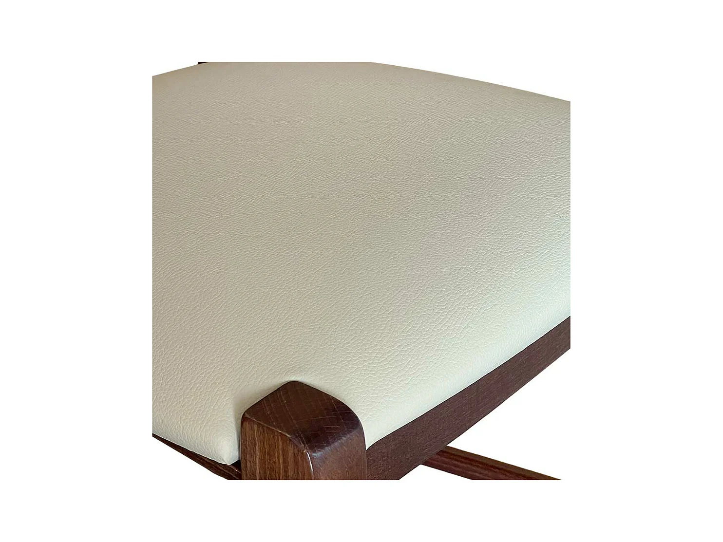 Sgabello venezia in legno noce scuro h 73 con seduta imbottita beige/crema
