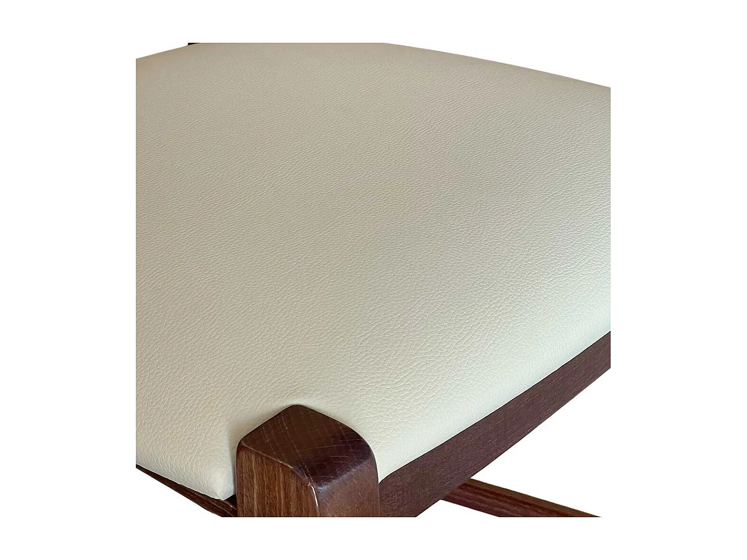 Sgabello venezia in legno noce scuro h 73 con seduta imbottita beige/crema