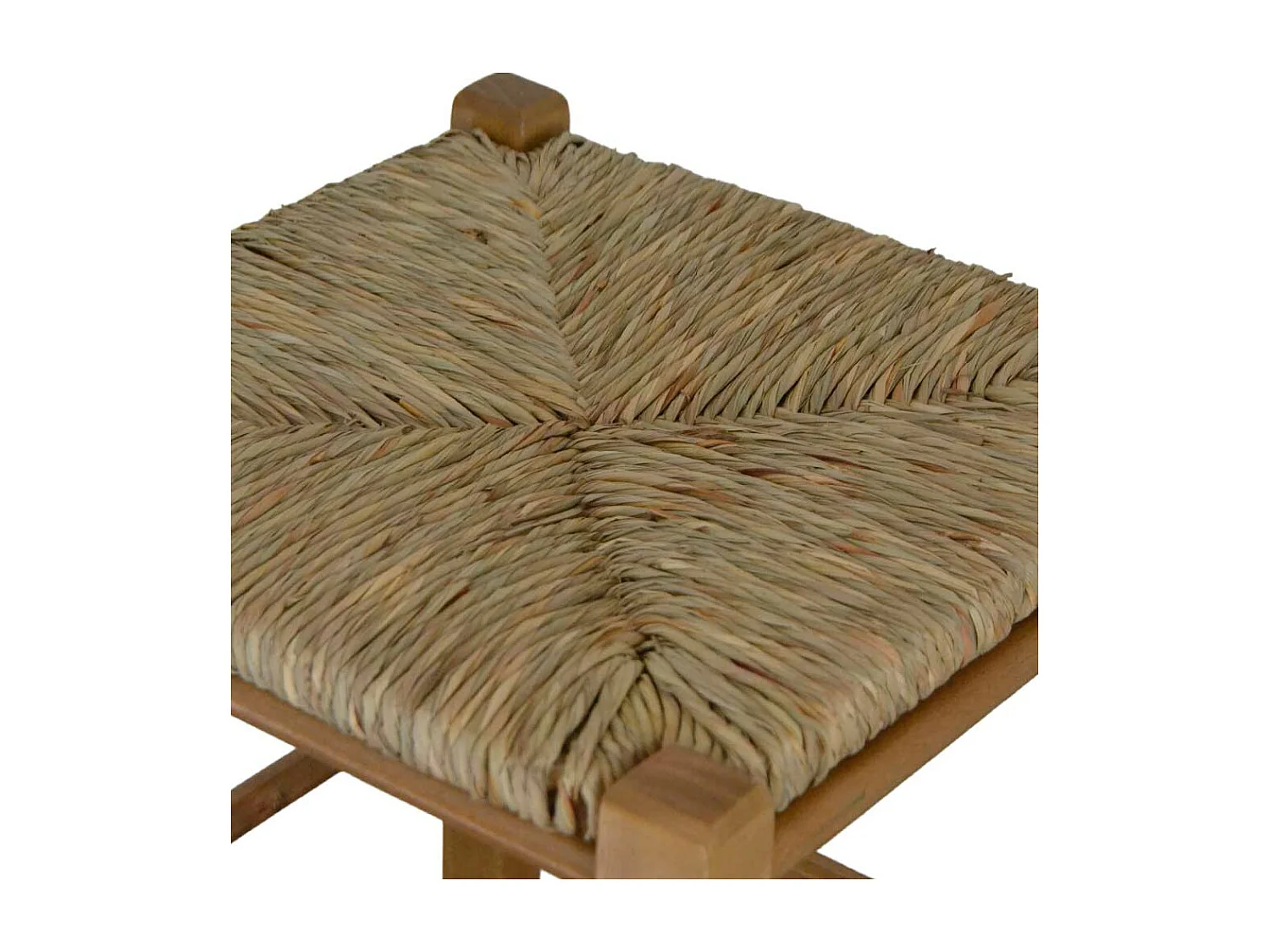Tabouret en bois avec assise carrée en paille h 70 cm pieds droits noyer clair