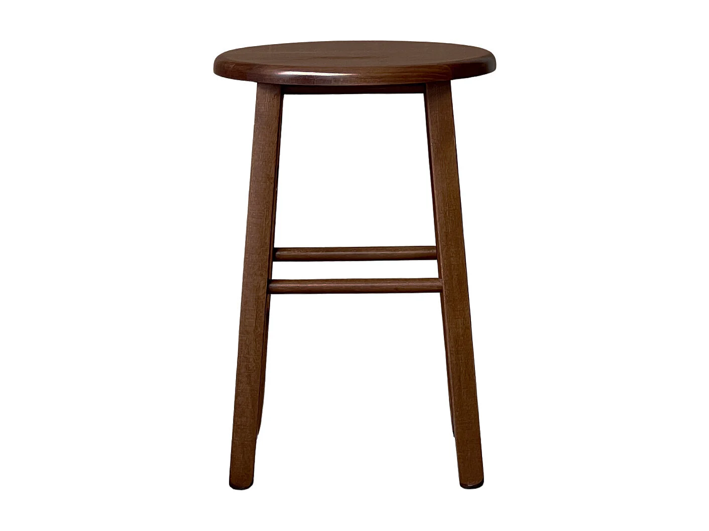 Tabouret avec assise ronde h 47cm coloris noyer foncé pied droit