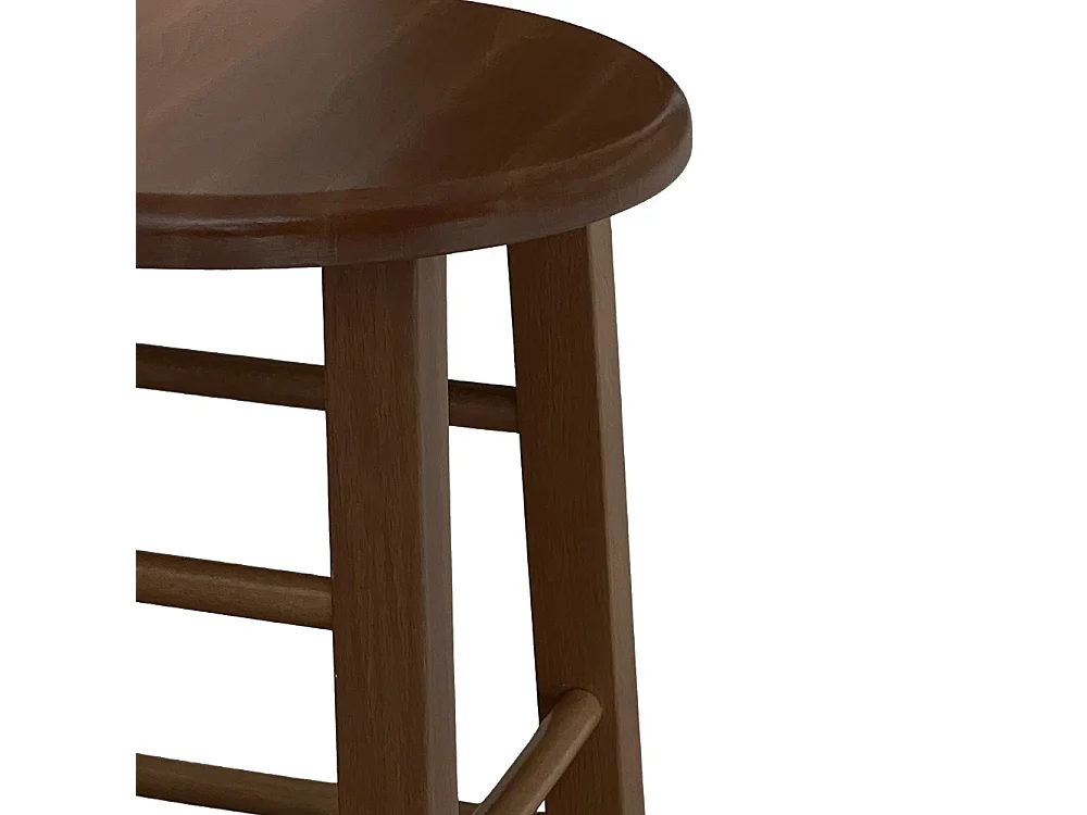 Tabouret avec assise ronde h 47cm coloris noyer foncé pied droit