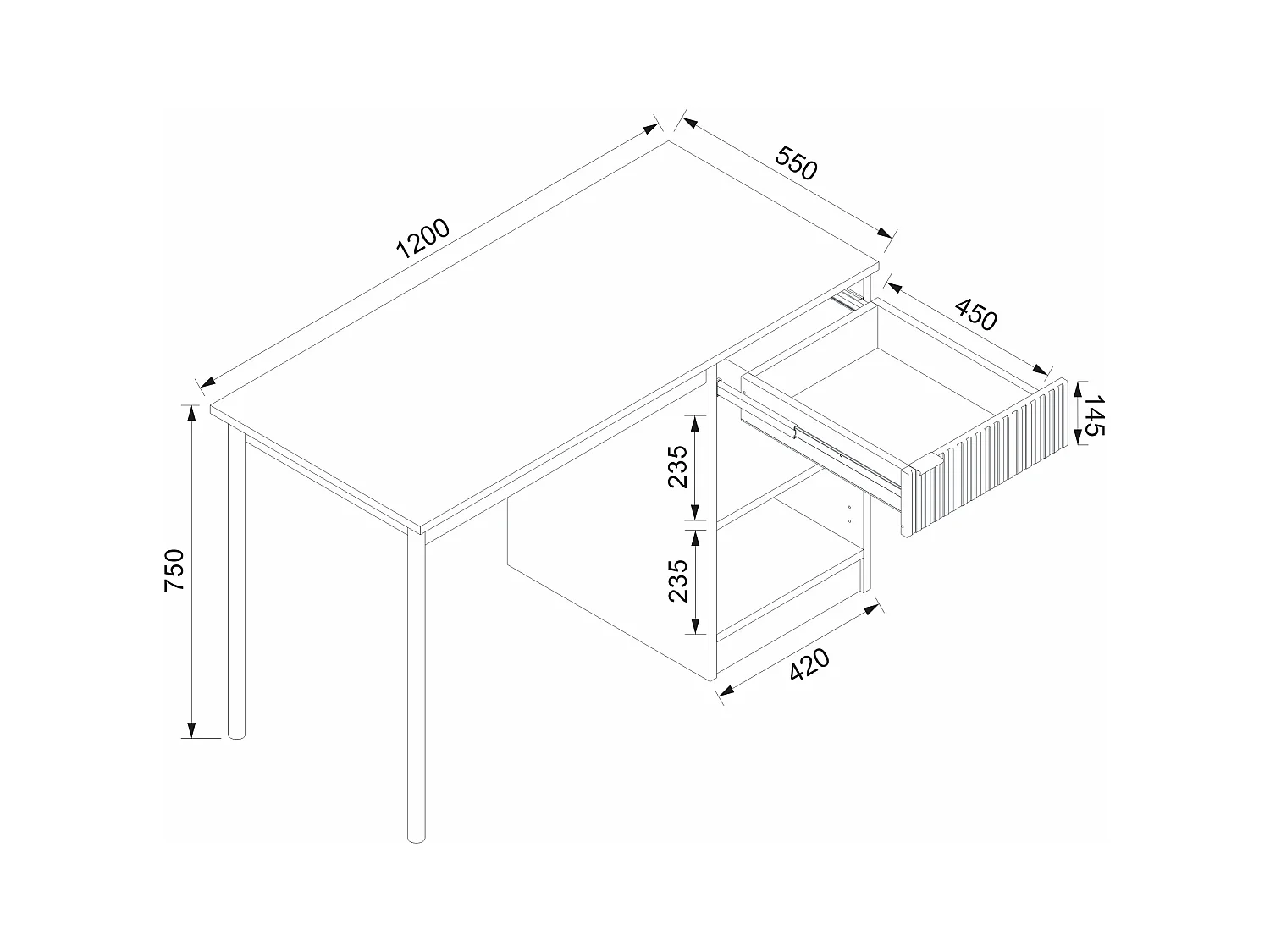 Skrivebord med opbevaring - MDF og metal - Beige og guld - MILIAKI af Pascal Morabito