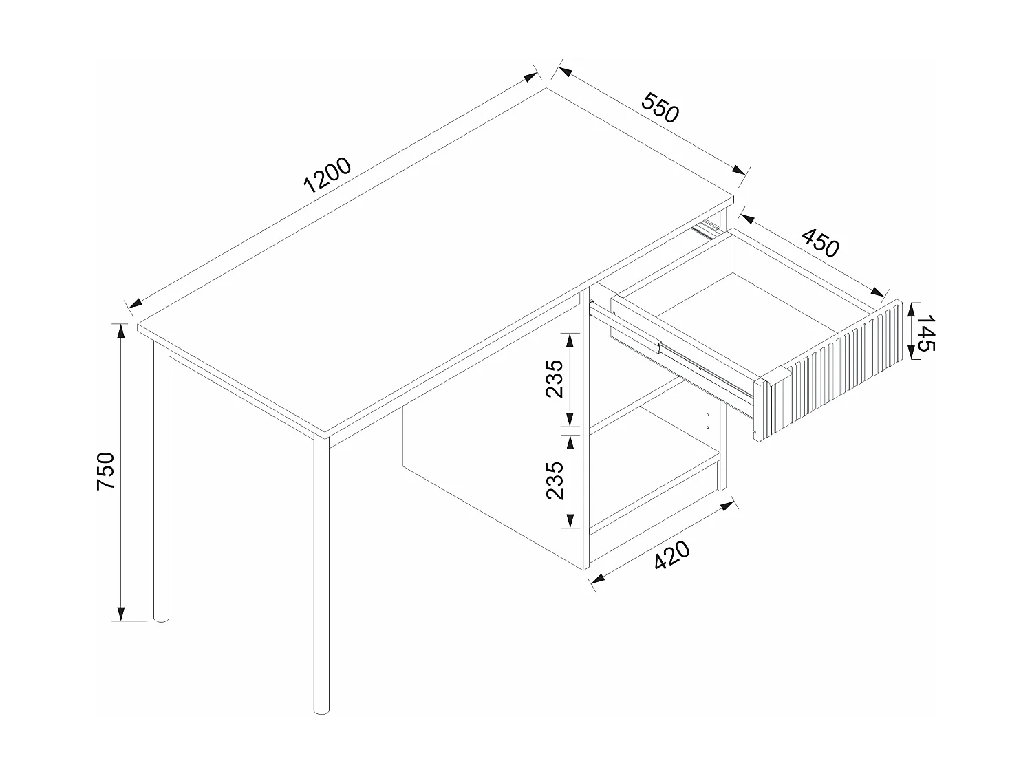 Skrivbord med förvaring - MDF och metall - Beige och guld - MILIAKI av Pascal Morabito