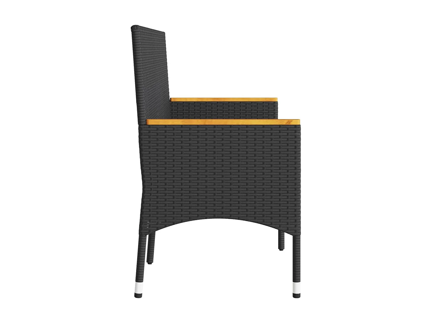 Gartenbank 3-Sitzer mit Kissen Schwarz Poly Rattan