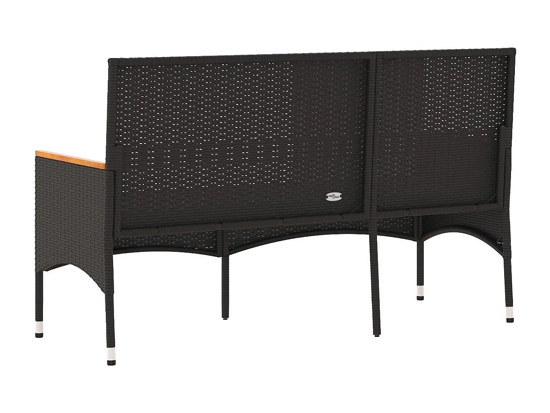 Gartenbank 3-Sitzer mit Kissen Schwarz Poly Rattan