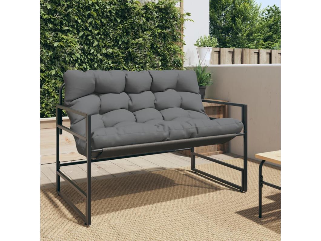 Banc de jardin avec coussin anthracite 113 cm acier