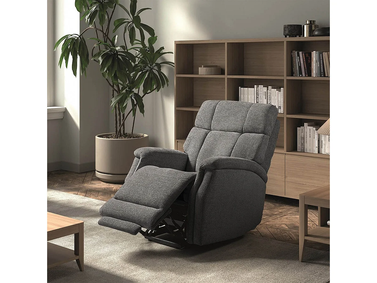 LINARES - Fauteuil Relax Releveur Electrique Tissu Gris foncé