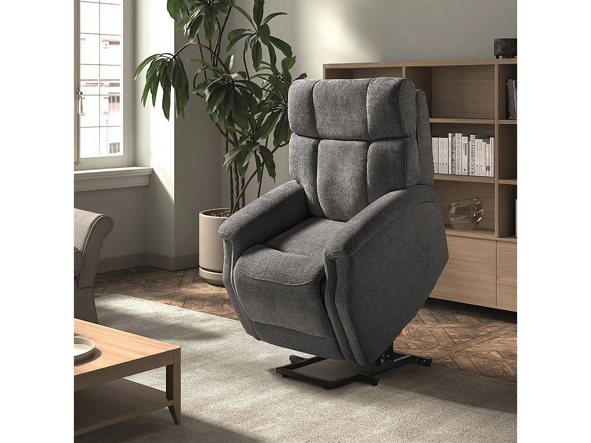 LINARES - Fauteuil Relax Releveur Electrique Tissu Gris foncé