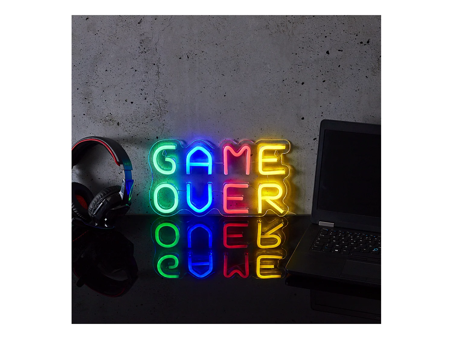 Lampe Led Effet Neon Game Over Usb Multicolore