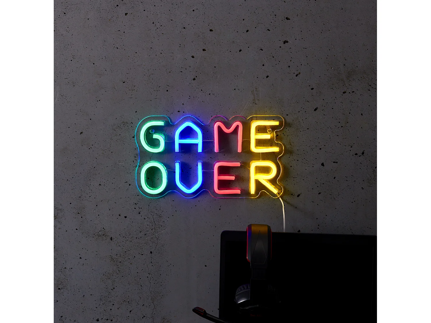 Lampe Led Effet Neon Game Over Usb Multicolore