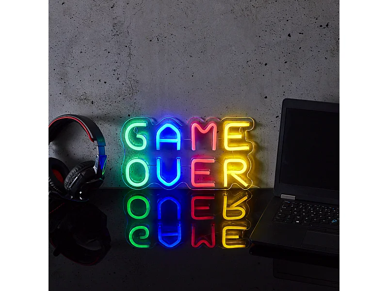 Lampe Led Effet Neon Game Over Usb Multicolore