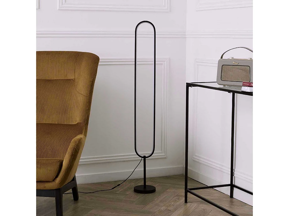 Lampe Led Ovale Sur Pied 120cm Noir