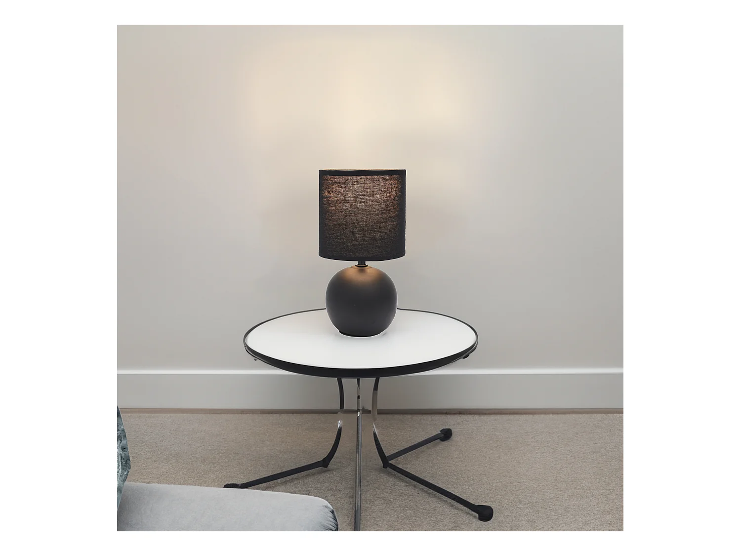 Lampe De Table Ceramique H25cm Noir Noir