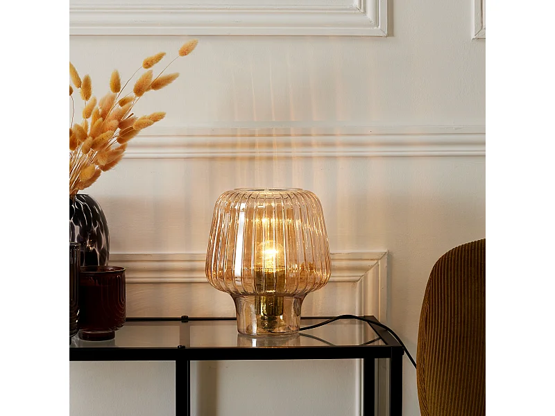 Lampe A Poser Verre Fume Marron