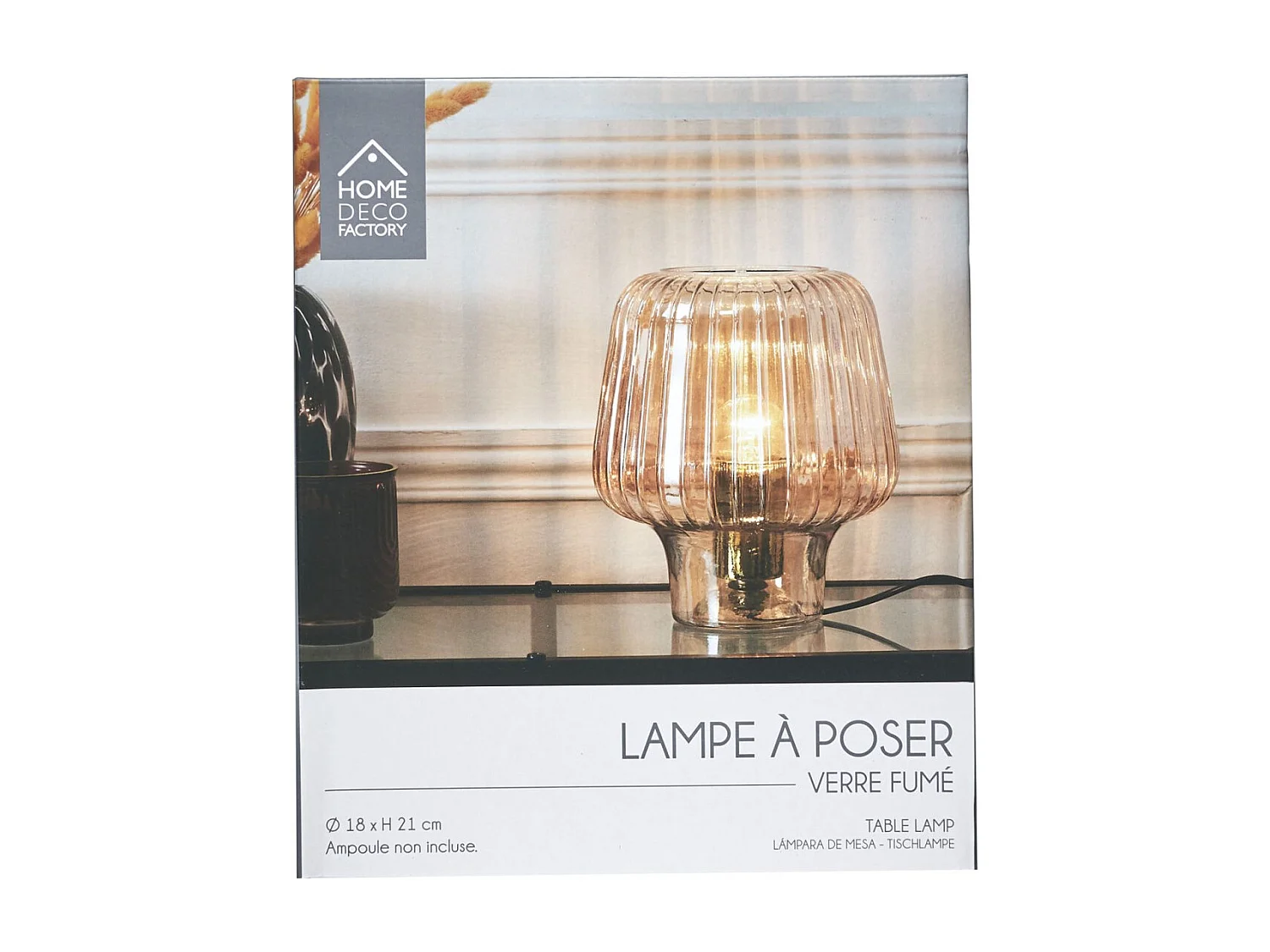 Lampe A Poser Verre Fume Marron